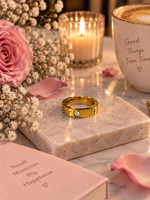 Elara Crystal Gold Band Ring