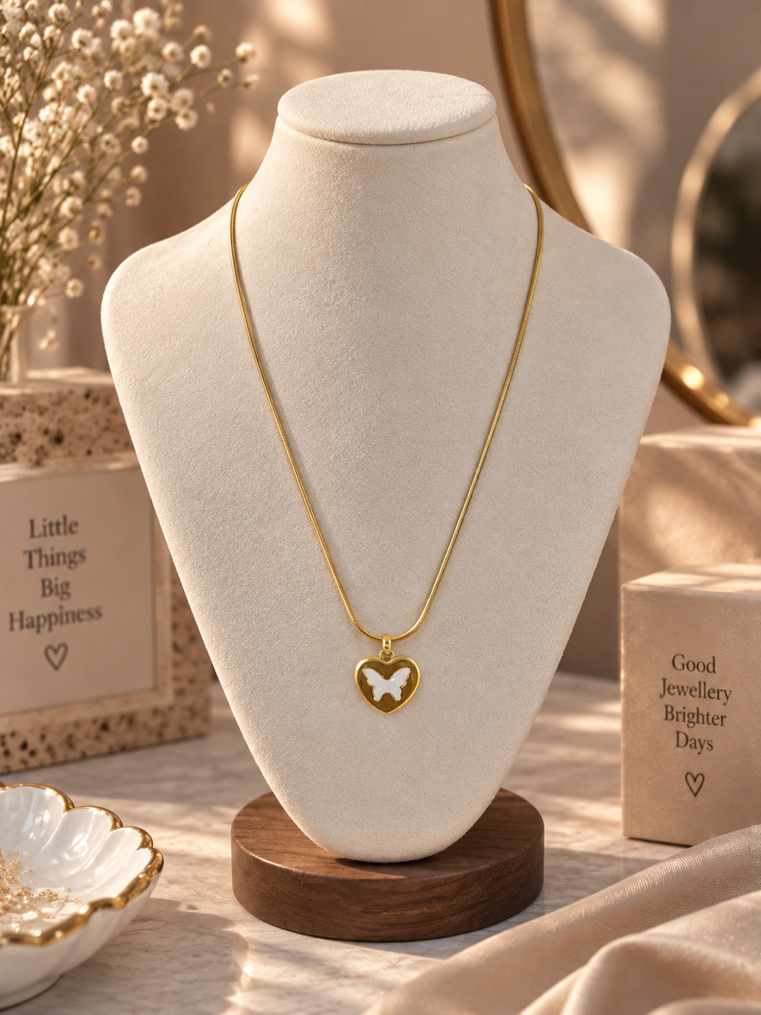 Papillon Heart Pendant Chain