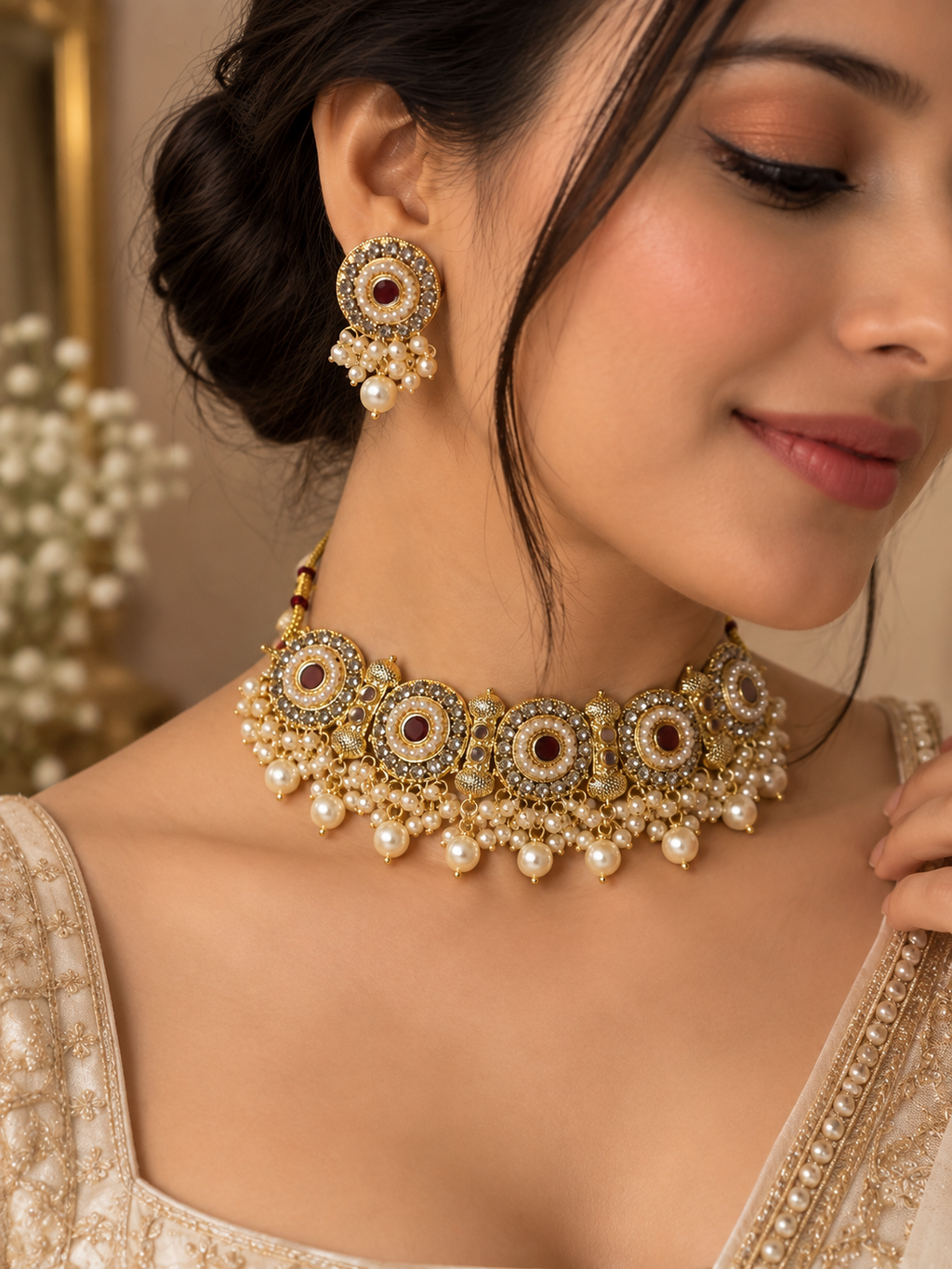 Gulnaar Pearl Choker Set