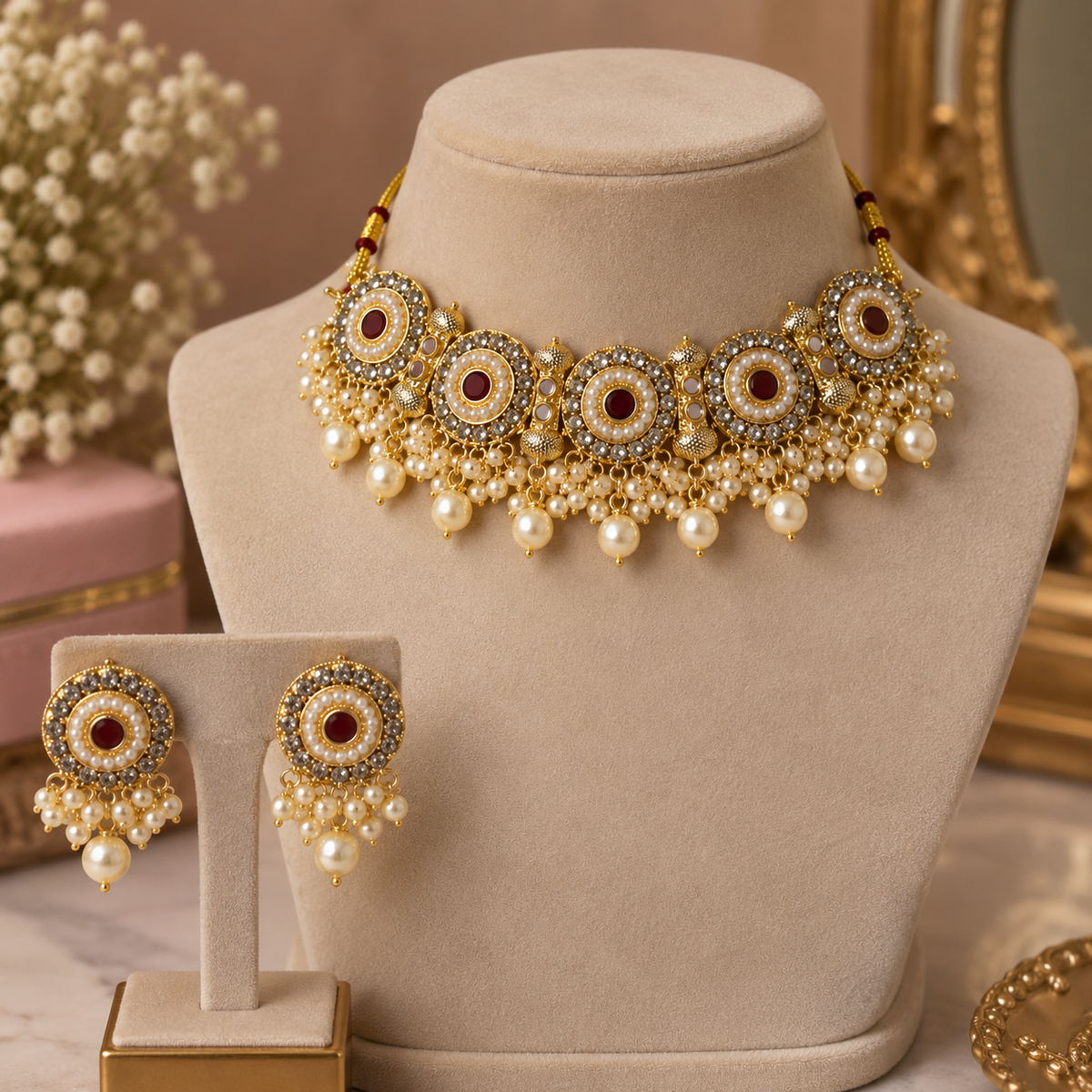 Gulnaar Pearl Choker Set